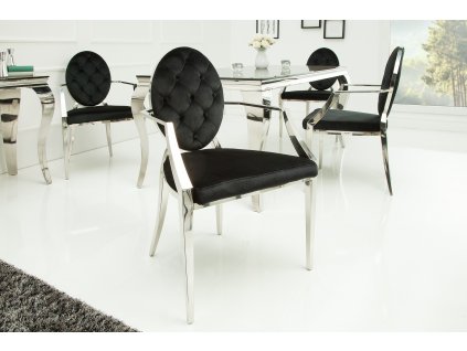 Luxusní jídelní židle Modern Barock II černá s područkami