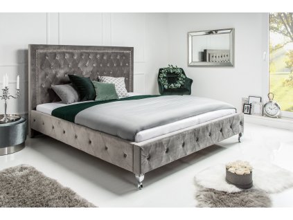 Stylová postel Extravagancia 180x200cm čalouněná-sametově stříbrná
