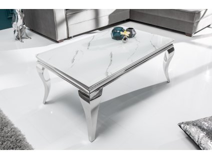 Luxusní konferenční stolek Modern Barock Mramor Look 100cm bílý