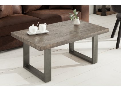 Luxusní industriální konferenční stolek Aero Mango Grey 100cm z masivu