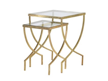 Stylový set odkládacích stolků Tereza se skleněnou deskou