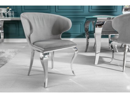 Luxusní jídelní židle Modern Barock II šedá s područkami