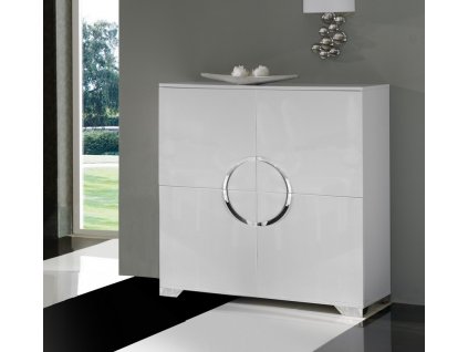 Designová moderní komoda Twito Circle bílá 120cm 4 dvířka