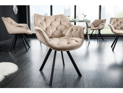 Stylová designová Retro židle Dutch samet béžová