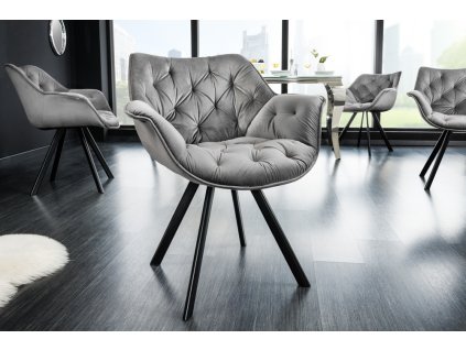 Stylová designová Retro židle Dutch samet šedá