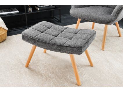 Designová šedá sametová podnožka Scandinavia