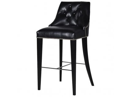 Luxusní kožená barová židle Ring černá, chesterfield styl