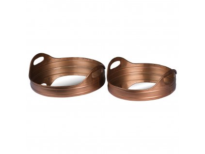 Stylová sada dvou industriálních podnosů Copper Tray