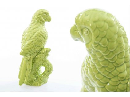 Stylová dekorační soška Green Parrot 29cm porcelán