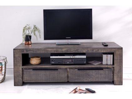 Luxusní industriální TV stolek Aero Mango Grey 130cm z masivu