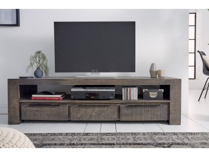 Luxusní industriální TV stolek Aero Mango Grey 170cm z masivu 