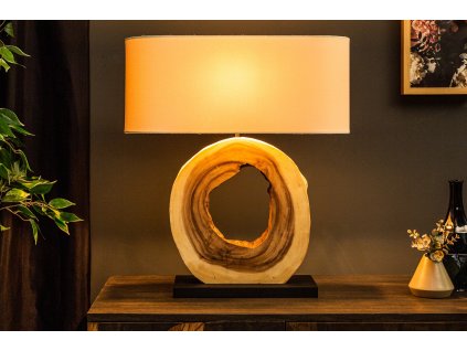 Designová stolní lampa Natural Wood 55cm ořech