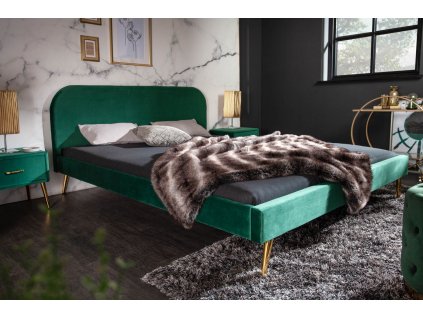 Retro čalouněná postel Maestro 140x200cm smaragd samet