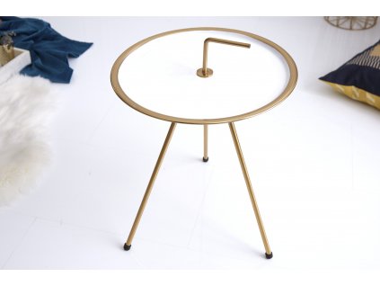 Kovový příruční stolek Luigi 36cm bílá/zlatá 