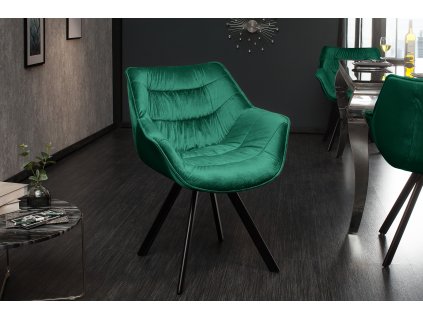 Stylová komfortní Retro židle Dutch smaragdově zelená