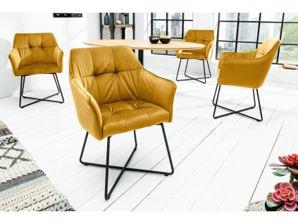 Designová židle Lone Samet hořčičná žlutá