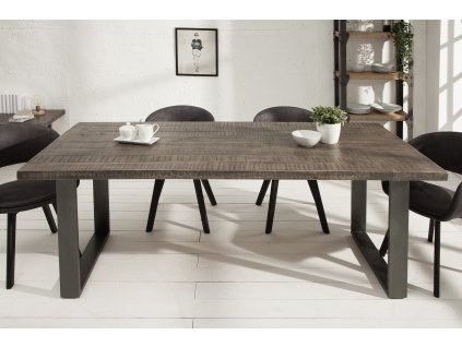 Luxusní industriální jídelní stůl Aero Mango Grey 200cm z masivu