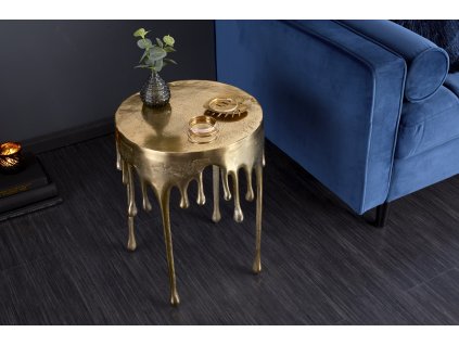 Designový příruční stolek Drop 51cm kovový zlatý