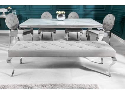 Luxusní čalouněná lavice Modern Barock 170cm šedá samet