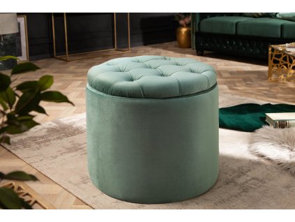 Designový čalouněný taburet Modern Barock mátový s úložným prostorem