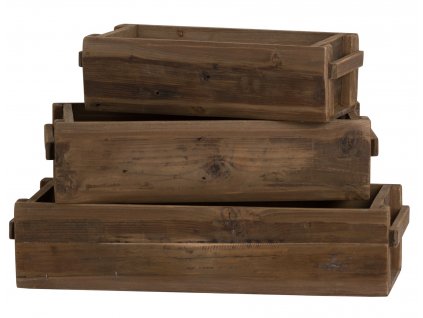 Rustikální dřevěné truhlíky Rustic Wood sada 3ks 66cm