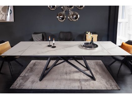 Moderní jídelní stůl Angelio Ceramic 180-220-260cm bílá/šedá