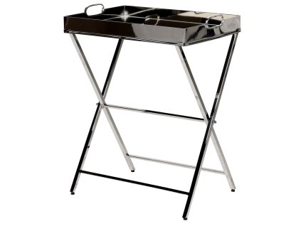 Art-Deco servírovací stolek s tácem Leo 67cm nerez ocel