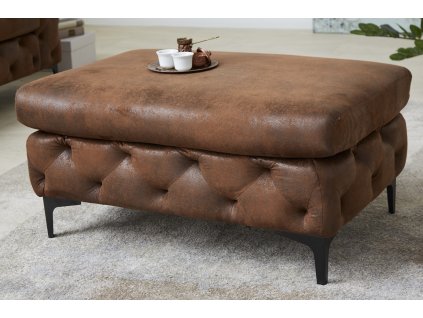 Luxusní chesterfield taburet Modern Barock hnědý