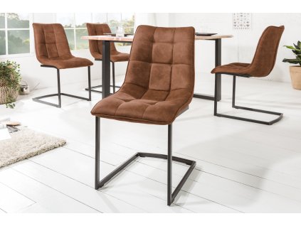 Designová pohupovací židle Eta do jídelny i kanceláře. Hnědé čalounění