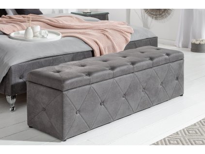 Čalouněná lavice Extravagancia 140cm šedá s úložným prostorem