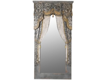 Luxusní zrcadlo Curtain 201x104cm orámované vyřezávaným závěsem