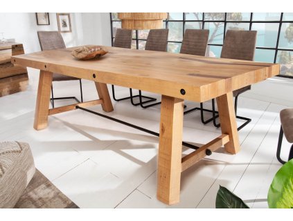 Industriální jídelní stůl Finn 200cm přírodní borovice, 80mm deska