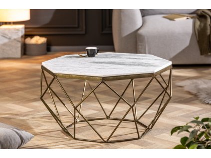 Luxusní konferenční stolek Domin 70cm bílý mramor