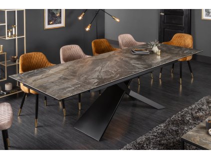Moderní jídelní stůl Angelio Optic Mramor 180-220-260cm tmavý