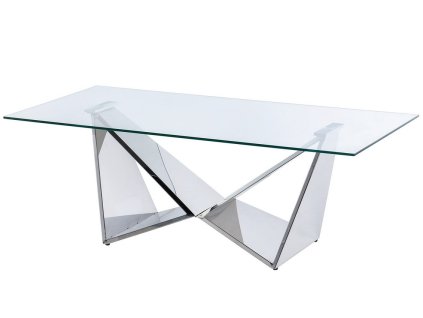 Luxusní konferenční stolek Ximena Silver 120cm nerez/sklo