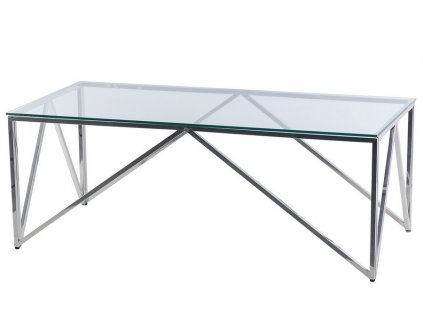 Luxusní konferenční stolek Ximena Silver II 120cm nerez/sklo