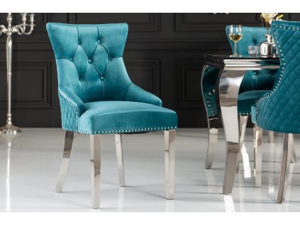 Luxusní jídelní židle Modern Barock Royal samet tyrkys