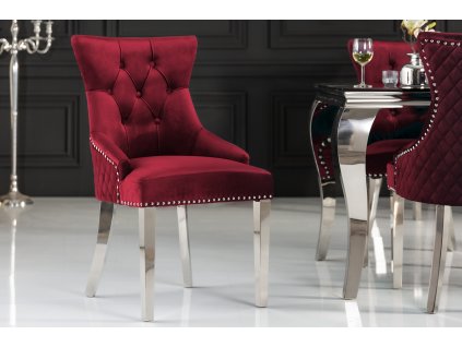 Luxusní jídelní židle Modern Barock Royal samet červená