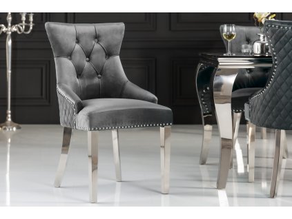 Luxusní jídelní židle Modern Barock Royal samet šedá