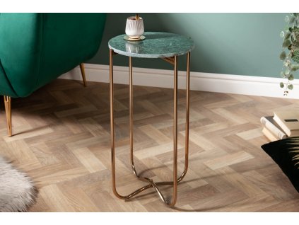 Luxusní odkládací stolek Marble I 35cm zelený mramor/zlatý rám