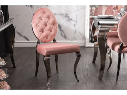 Luxusní jídelní židle Modern Barock II růžový samet