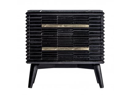 Luxusní Art-Deco noční stolek Marbella 65cm černý, mramorová deska
