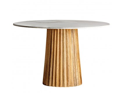 Luxusní kulatý jídelní stůl Marbella 120cm přírodní s mramorovou deskou