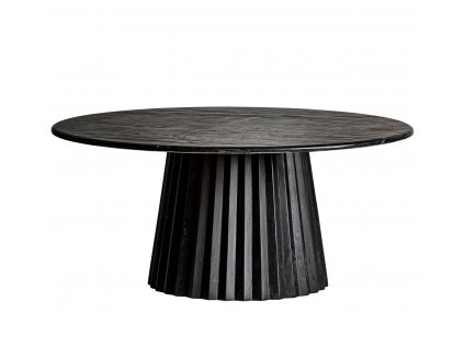 Luxusní konferenční stolek Marbella 100cm černý s mramorovou deskou, kulatý