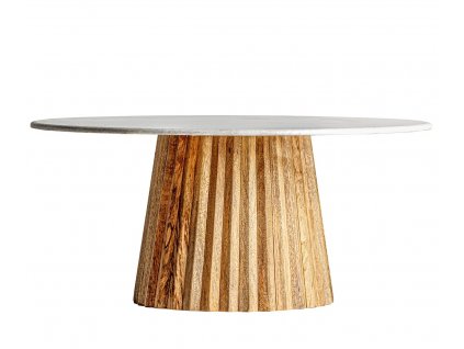 Luxusní konferenční stolek Marbella 100cm přírodní s mramorovou deskou, kulatý