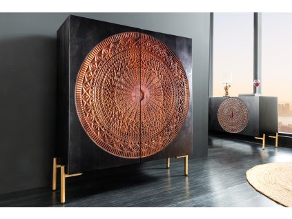 Orientální vysoká skříňka Mandala 120cm mango