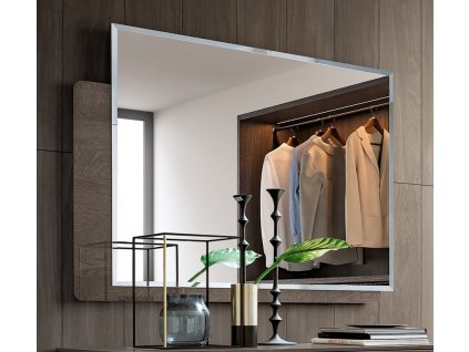 Luxusní moderní nástěnné zrcadlo Lauren Silver 120x90cm, dřevěný dekor bříza – odstín stříbrno-šedý.