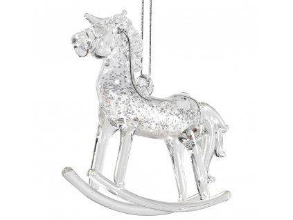 Skleněná vánoční dekorace Glitter Horse 9cm