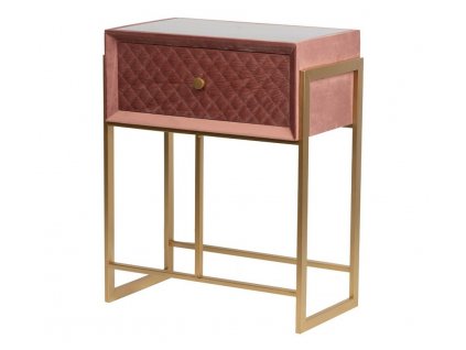 Stylový noční stolek Varto broskvová barva v Art-Deco stylu