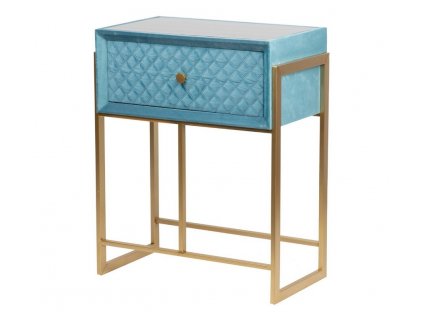 Stylový noční stolek Varto tyrkysová barva v Art-Deco stylu